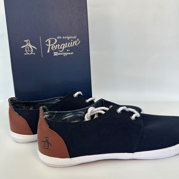 Original Penguin Munsingwear Navy Canvas Sneakers Shoes Mens Size
